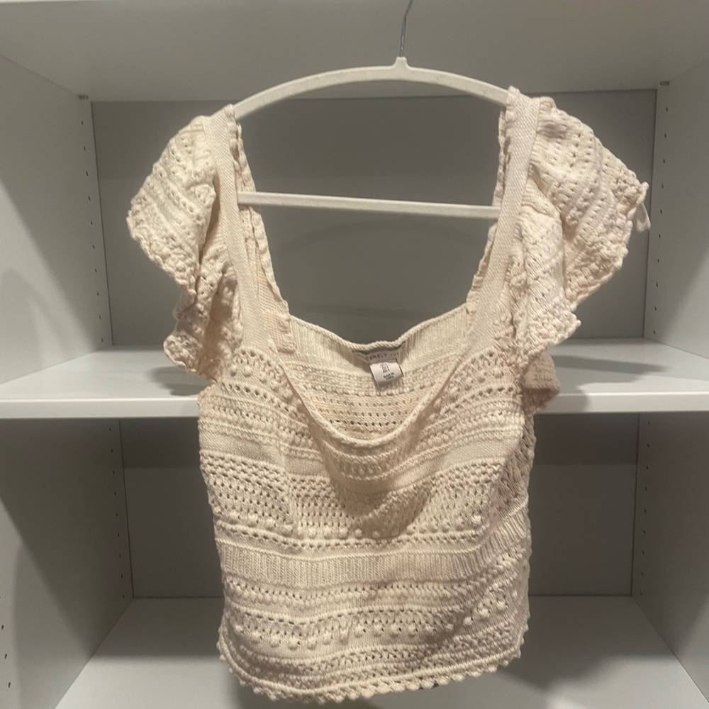T.J.Maxx Cream Crochet Blouse